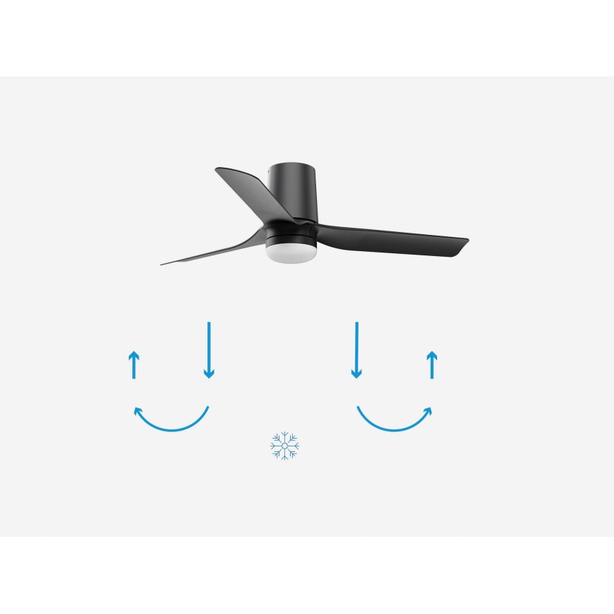 FARO 33834-1TW - LED Prigušivi stropni ventilator MINI PUNT TUB S LED/10W/230V 2700/4000/6000K pr. 90 cm crna + daljinski upravljač