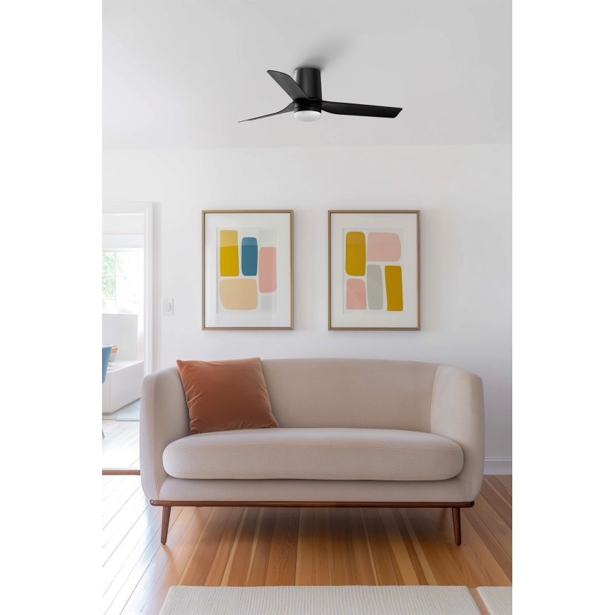 FARO 33834-1TW - LED stropni ventilator s prigušivanjem MINI PUNT TUB s LED/10W/230V 2700/3000/4000K, promjer 90 cm, crna + daljinski upravljač