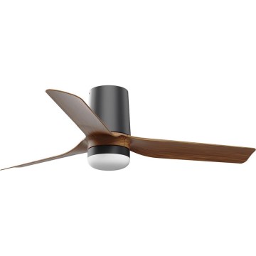 FARO 33835WT-1TW - LED Prigušivi stropni ventilator MINI PUNT TUB S LED/10W/230V 2700/4000/6000K smeđa/crna pr. 90 cm Wi-Fi Tuya + daljinski upravljač
