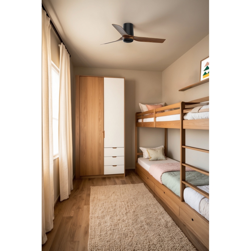 FARO 33835WT - Stropni ventilator MINI PUNT TUB S smeđa/crna pr. 90 cm Wi-Fi Tuya + daljinski upravljač