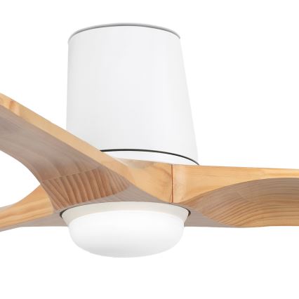 FARO 33836-1TW - Prigušivi LED stropni ventilator HEYWOOD TUB s LED-om, 10W/230V, 2700/3000/4000K, borovina/bijela, promjer 90 cm + daljinski upravljač