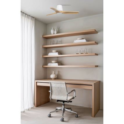 FARO 33836 - Stropni ventilator HEYWOOD TUB S borovina/bijela promjer 90 cm + daljinski upravljač