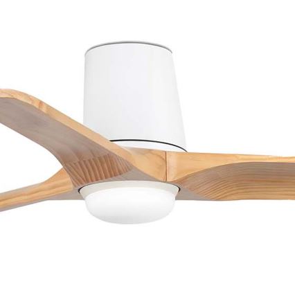 FARO 33836WT-1TW - LED stropni ventilator HEYWOOD TUB s prigušivom LED rasvjetom/10W/230V 2700/3000/4000K borovina/bijela, promjer 90 cm, Wi-Fi Tuya + daljinsko upravljanje