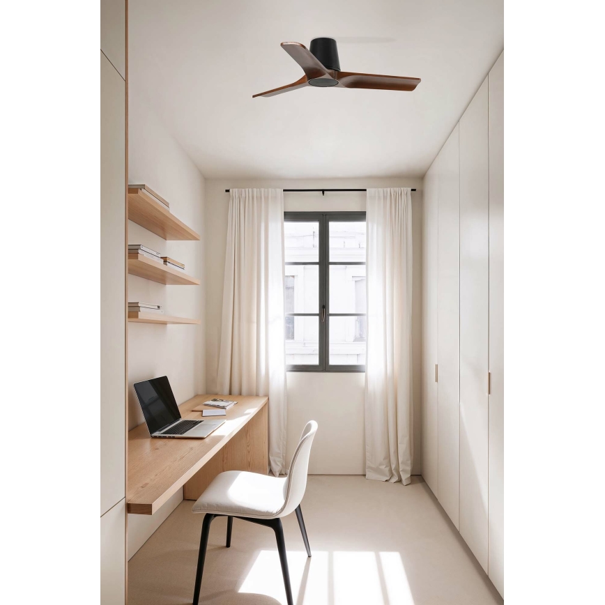 FARO 33837 - Stropni ventilator HEYWOOD TUB S bor/crna pr. 90 cm + daljinski upravljač