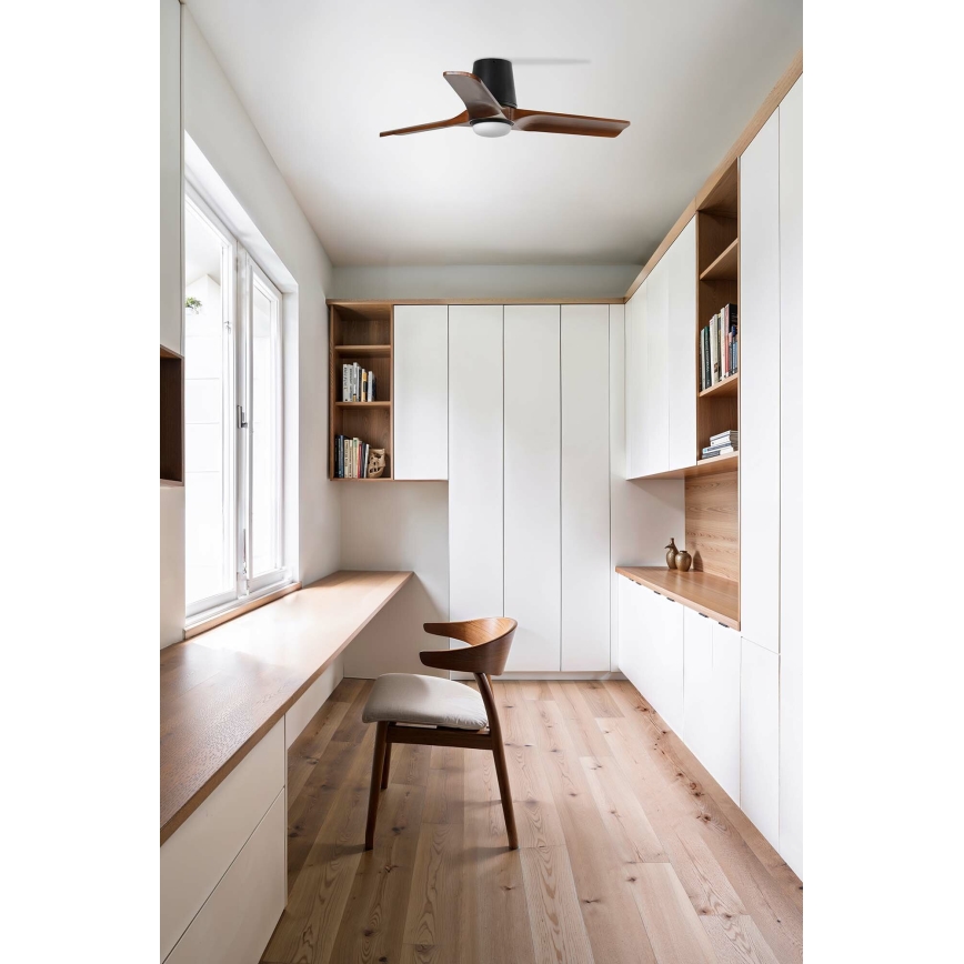 FARO 33837WT - Stropni ventilator HEYWOOD TUB S bor/crna pr. 90 cm Wi-Fi Tuya + daljinski upravljač