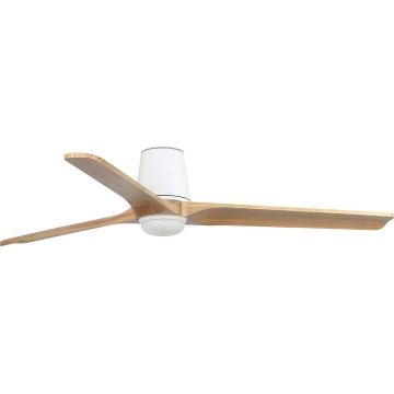 FARO 338381S - LED stropni ventilator s prigušivanjem HEYWOOD TUB L LED/10W/230V 2700/3000/4000K Ø 132 cm drvo/bijela + daljinski upravljač