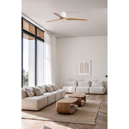 FARO 33838WT-1TW - LED Prigušivi stropni ventilator HEYWOOD TUB L LED/10W/230V 2700/4000/6000K bor/bijela pr. 132 cm Wi-Fi Tuya + daljinski upravljač