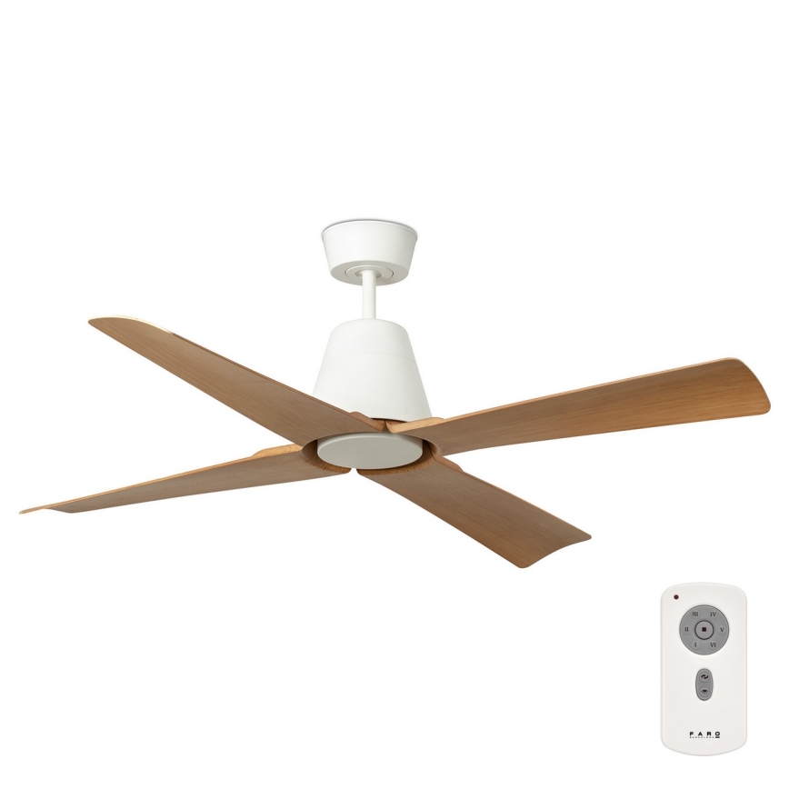 FARO 34105 - Stropni ventilator TYPHOON M smeđa/bijela pr. 130 cm IP44 + daljinski upravljač