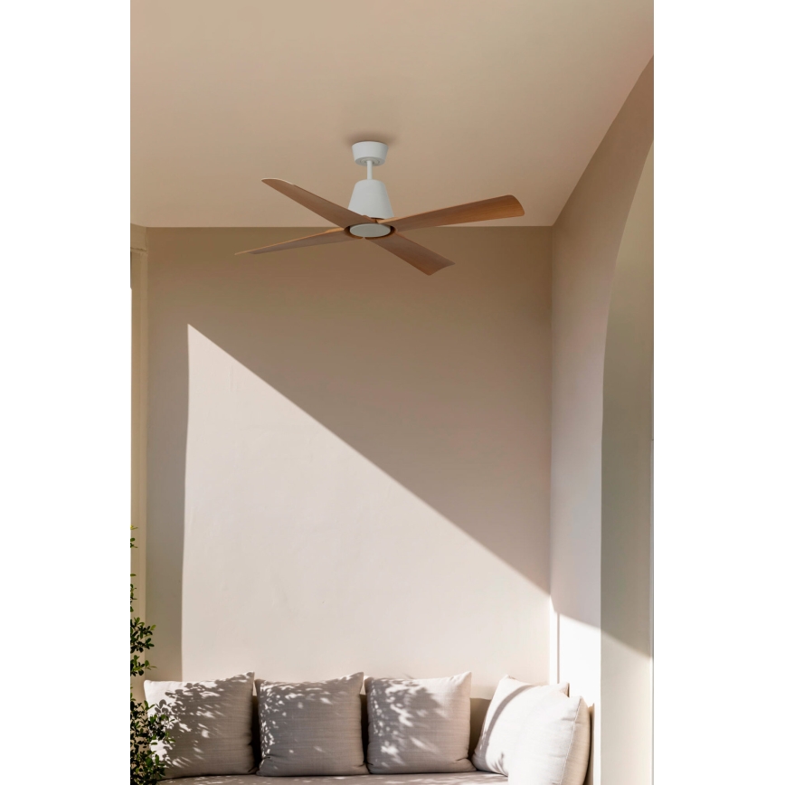 FARO 34105 - Stropni ventilator TYPHOON M smeđa/bijela pr. 130 cm IP44 + daljinski upravljač