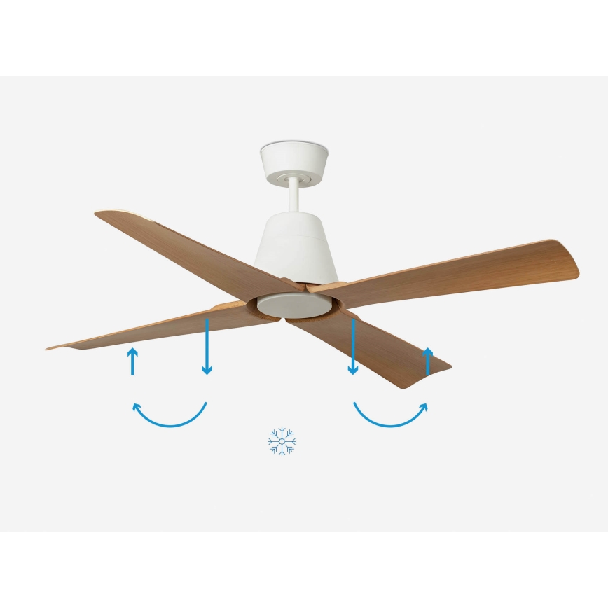 FARO 34105 - Stropni ventilator TYPHOON M smeđa/bijela pr. 130 cm IP44 + daljinski upravljač