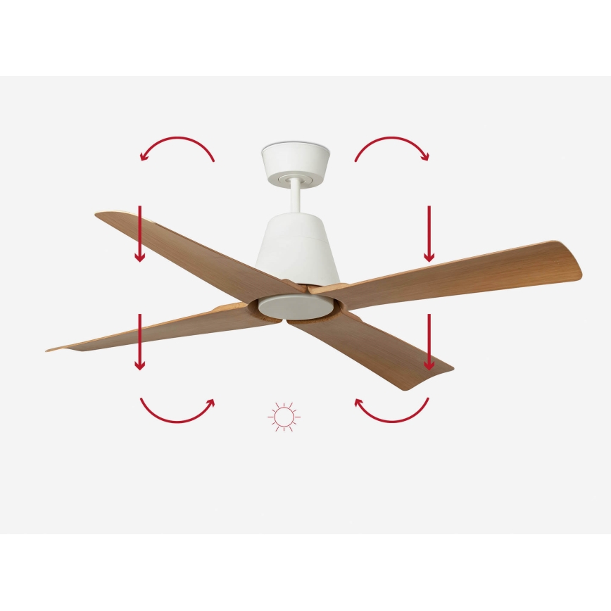 FARO 34105 - Stropni ventilator TYPHOON M smeđa/bijela pr. 130 cm IP44 + daljinski upravljač