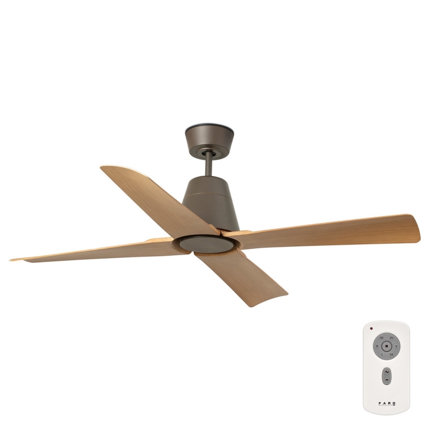 FARO 34106 - Stropni ventilator TYPHOON M smeđa pr. 130 cm IP44 + daljinski upravljač