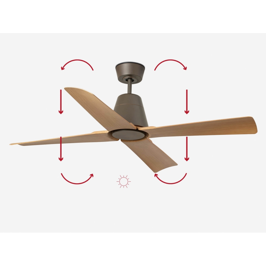 FARO 34106 - Stropni ventilator TYPHOON M smeđa pr. 130 cm IP44 + daljinski upravljač