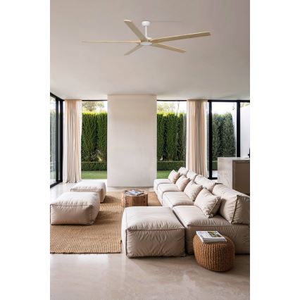 FARO 34191WT - Stropni ventilator BIGWOOD XL borovina/bijela promjer 200 cm Wi-Fi Tuya + daljinski upravljač