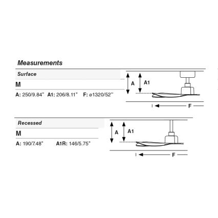 FARO 34196 - Stropni ventilator ROCKER M, promjera 132 cm, crne boje + daljinski upravljač