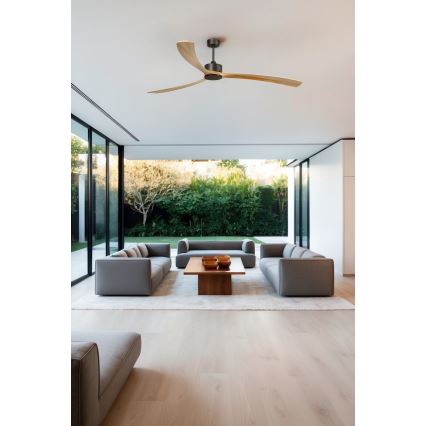 FARO 34200WPA - Stropni ventilator KAUAI XXL drvo/crna pr. 240 cm SMART + daljinski upravljač