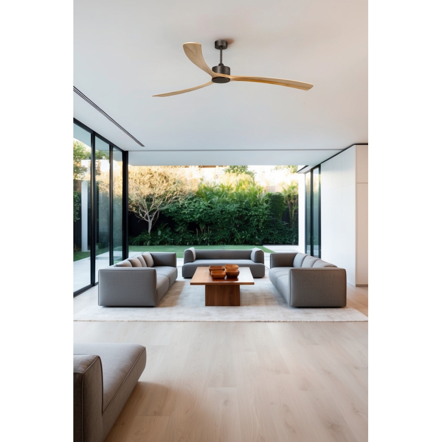 FARO 34200WPA - Stropni ventilator KAUAI XXL drvo/crna pr. 240 cm SMART + daljinski upravljač