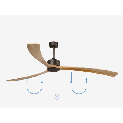 FARO 34200WPA - Stropni ventilator KAUAI XXL drvo/crna pr. 240 cm SMART + daljinski upravljač