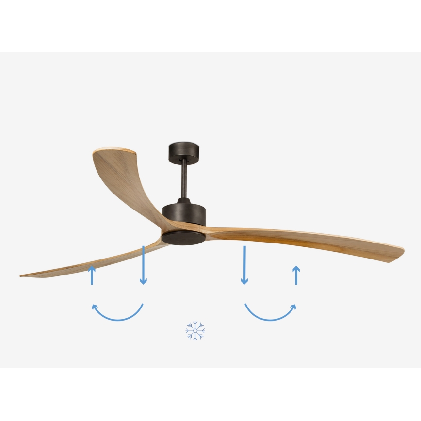 FARO 34200WPA - Stropni ventilator KAUAI XXL drvo/crna pr. 240 cm SMART + daljinski upravljač