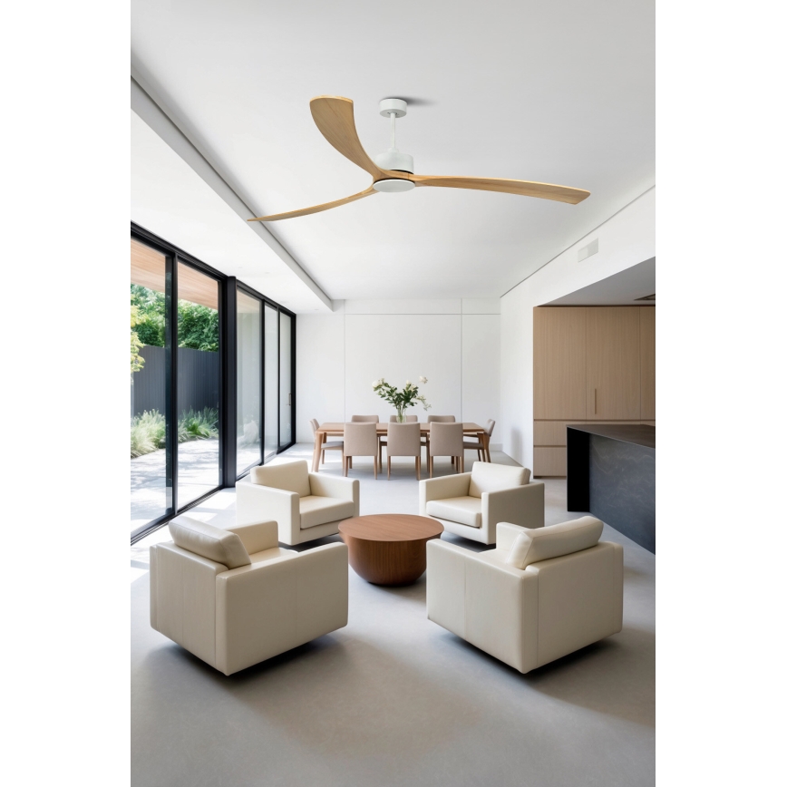 FARO 34201WPA - Stropni ventilator KAUAI XL smeđa/bijela pr. 240 cm SMART + daljinski upravljač