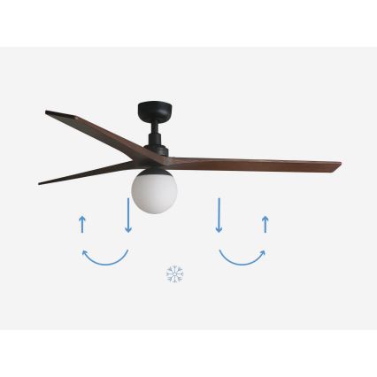 FARO 34276-11L - Stropni ventilator KLIM L 1xE27/15W/230V drvo/crna pr. 150 cm + daljinski upravljač