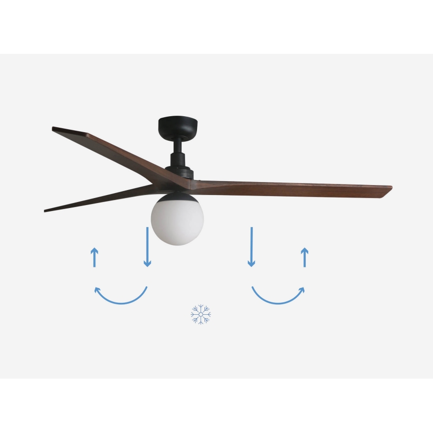 FARO 34276-11L - Stropni ventilator KLIM L 1xE27/15W/230V drvo/crna pr. 150 cm + daljinski upravljač