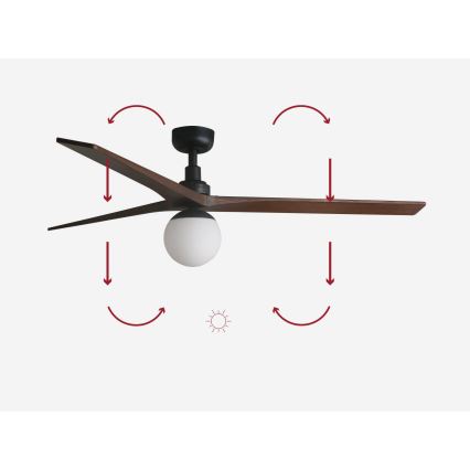 FARO 34276-11L - Stropni ventilator KLIM L 1xE27/15W/230V drvo/crna pr. 150 cm + daljinski upravljač