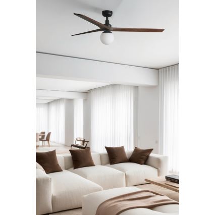 FARO 34276WT-11L - Stropni ventilator KLIM L 1xE27/15W/230V drvo/crna pr. 150 cm Wi-Fi Tuya + daljinski upravljač