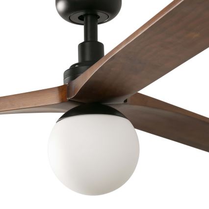FARO 34276WT-11L - Stropni ventilator KLIM L 1xE27/15W/230V drvo/crna pr. 150 cm Wi-Fi Tuya + daljinski upravljač