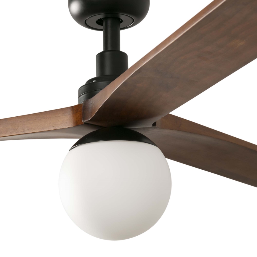 FARO 34276WT-11L - Stropni ventilator KLIM L 1xE27/15W/230V drvo/crna pr. 150 cm Wi-Fi Tuya + daljinski upravljač