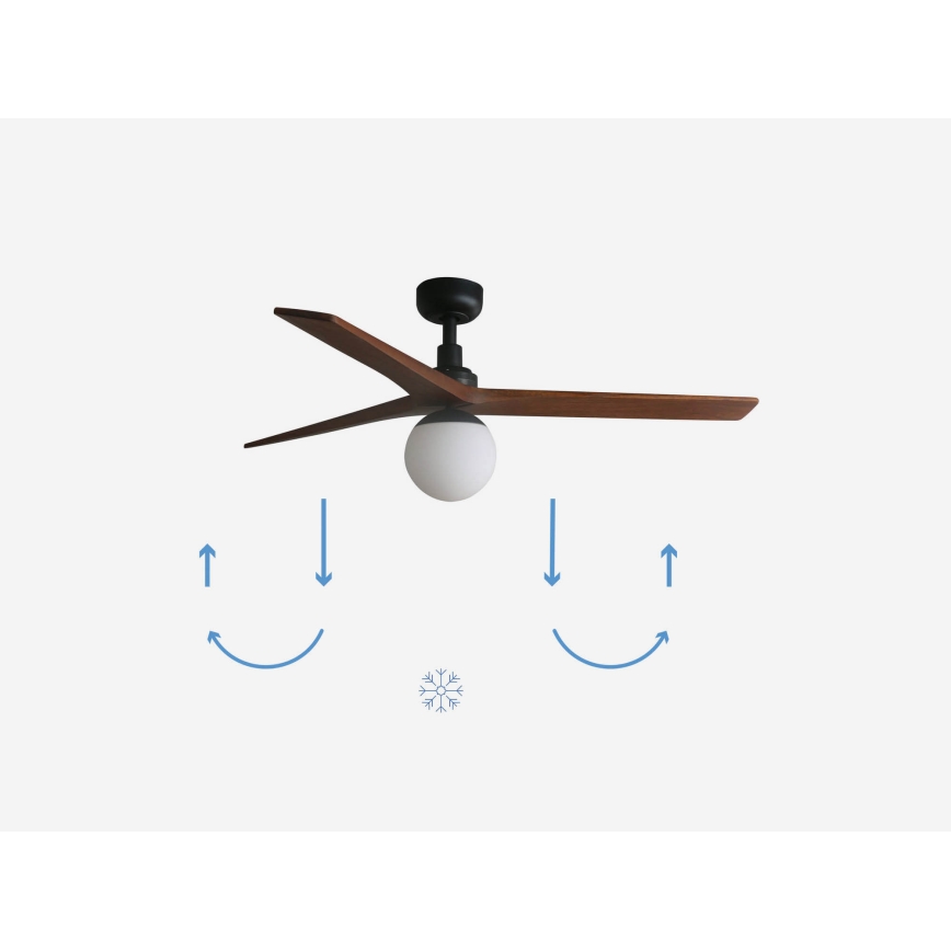 FARO 34277-11L - Stropni ventilator KLIM M 1xE27/15W/230V drvo/crna pr. 125 cm + daljinski upravljač
