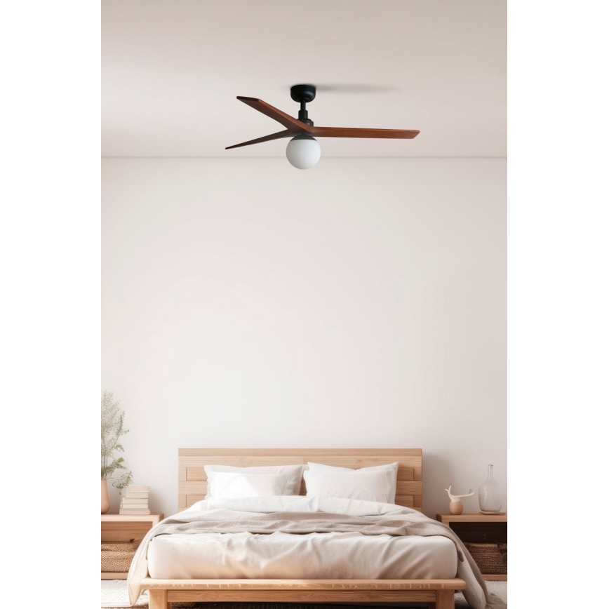 FARO 34277-11L - Stropni ventilator KLIM M 1xE27/15W/230V orah/crna pr. 125 cm + daljinski upravljač