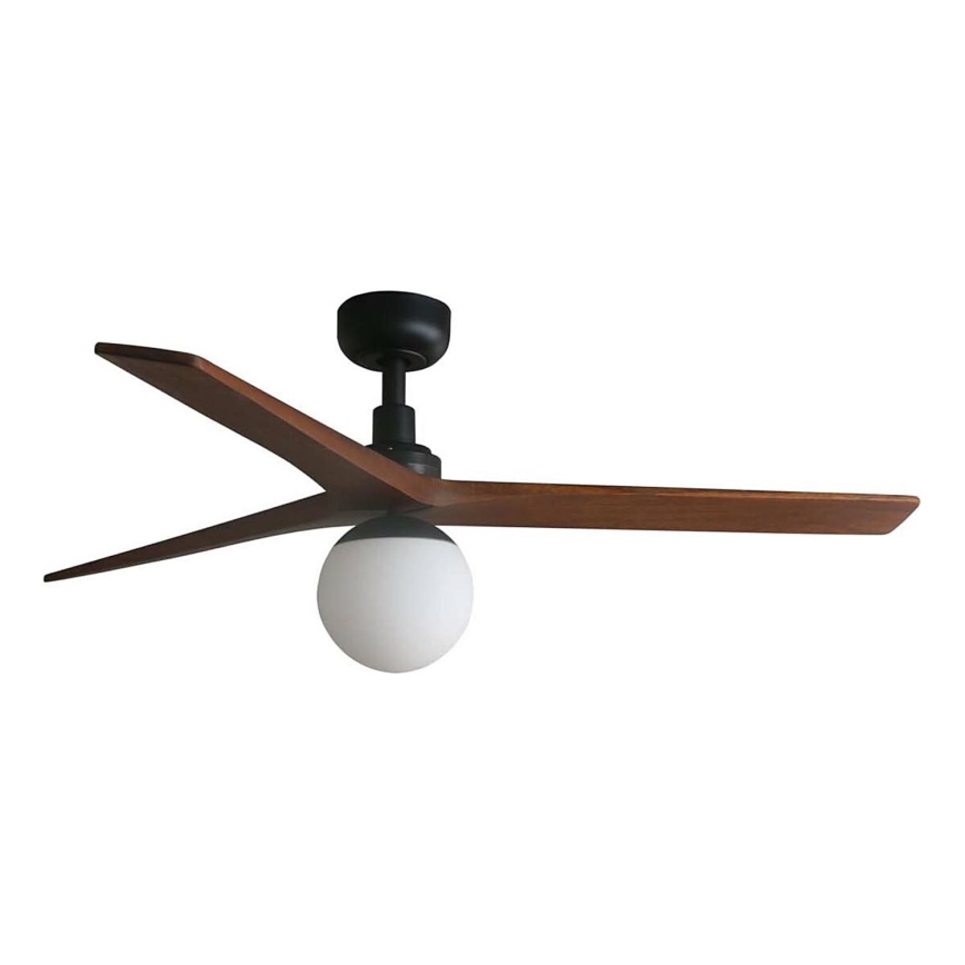 FARO 34277WT-11L - Stropni ventilator KLIM M 1xE27/15W/230V drvo/crna pr. 125 cm Wi-Fi Tuya + daljinski upravljač
