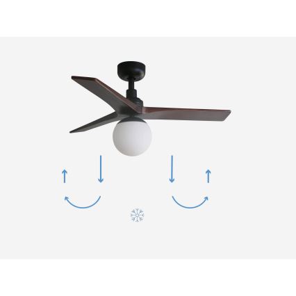 FARO 34278-11L - Stropni ventilator KLIM S 1xE27/15W/230V drvo/crna pr. 92,5 cm + daljinski upravljač