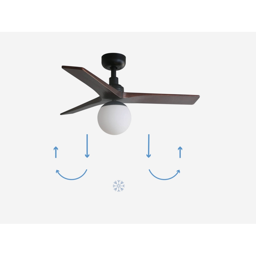 FARO 34278-11L - Stropni ventilator KLIM S 1xE27/15W/230V drvo/crna pr. 92,5 cm + daljinski upravljač