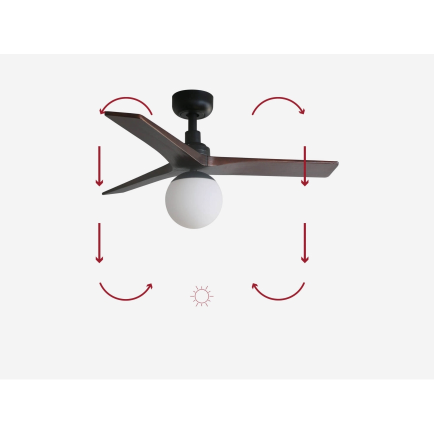 FARO 34278-11L - Stropni ventilator KLIM S 1xE27/15W/230V drvo/crna pr. 92,5 cm + daljinski upravljač
