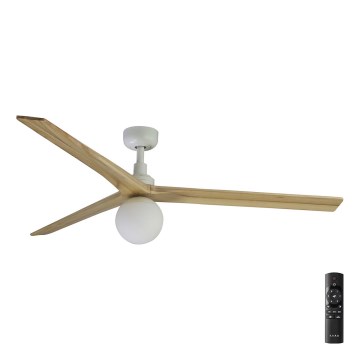 FARO 34279-11L - Stropni ventilator KLIM L 1xE27/15W/230V drvo/bijela pr. 150 cm + daljinski upravljač