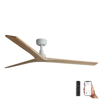 FARO 34279WP - Stropni ventilator KLIM L drvo/bijela pr. 150 cm SMART + daljinski upravljač