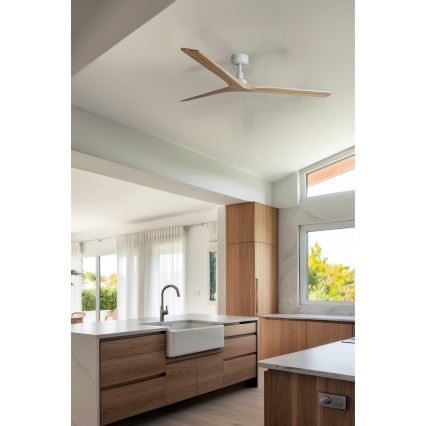 FARO 34279WP - Stropni ventilator KLIM L drvo/bijela pr. 150 cm SMART + daljinski upravljač