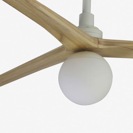 FARO 34279WT-11L - Stropni ventilator KLIM L 1xE27/15W/230V drvo/bijela pr. 150 cm Wi-Fi Tuya + daljinski upravljač