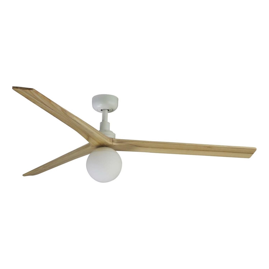 FARO 34279WT-11L - Stropni ventilator KLIM L 1xE27/15W/230V drvo/bijela pr. 150 cm Wi-Fi Tuya + daljinski upravljač
