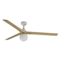 FARO 34279WT-11L - Stropni ventilator KLIM L 1xE27/15W/230V hrast/bijela pr. 150 cm Wi-Fi Tuya + daljinski upravljač