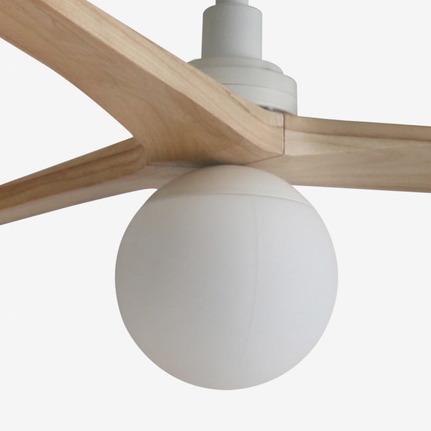 FARO 34280WT-11L - Stropni ventilator KLIM M 1xE27/15W/230V drvo/bijela pr. 125 cm Wi-Fi Tuya + daljinski upravljač
