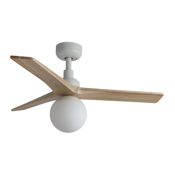 FARO 34281-11L - Stropni ventilator KLIM S 1xE27/15W/230V drvo/bijela pr. 92,5 cm + daljinski upravljač