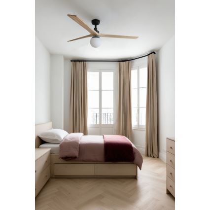 FARO 34282WT-11L - Stropni ventilator KLIM L 1xE27/15W/230V drvo/crna pr. 150 cm Wi-Fi Tuya + daljinski upravljač