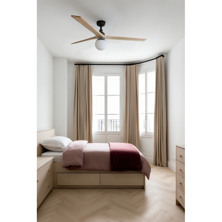 FARO 34282WT-11L - Stropni ventilator KLIM L 1xE27/15W/230V drvo/crna pr. 150 cm Wi-Fi Tuya + daljinski upravljač