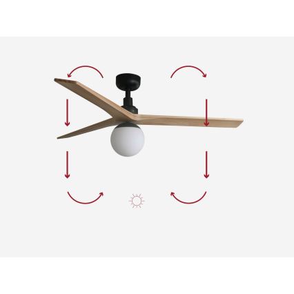 FARO 34283-11L - Stropni ventilator KLIM M 1xE27/15W/230V drvo/crna pr. 125 cm + daljinski upravljač