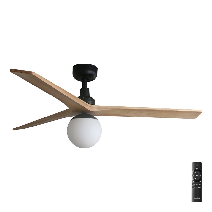 FARO 34283-11L - Stropni ventilator KLIM M 1xE27/15W/230V drvo/crna pr. 125 cm + daljinski upravljač