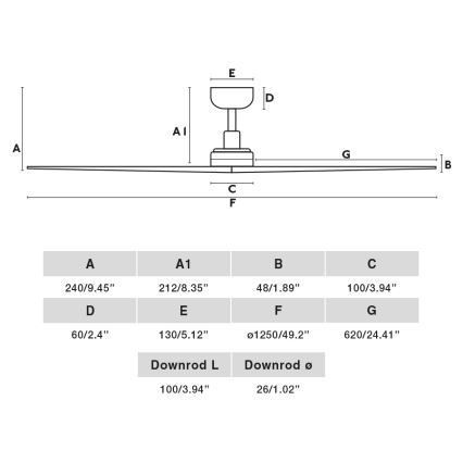 FARO 34283 - Stropni ventilator KLIM M smeđa/crna pr. 125 cm + daljinski upravljač