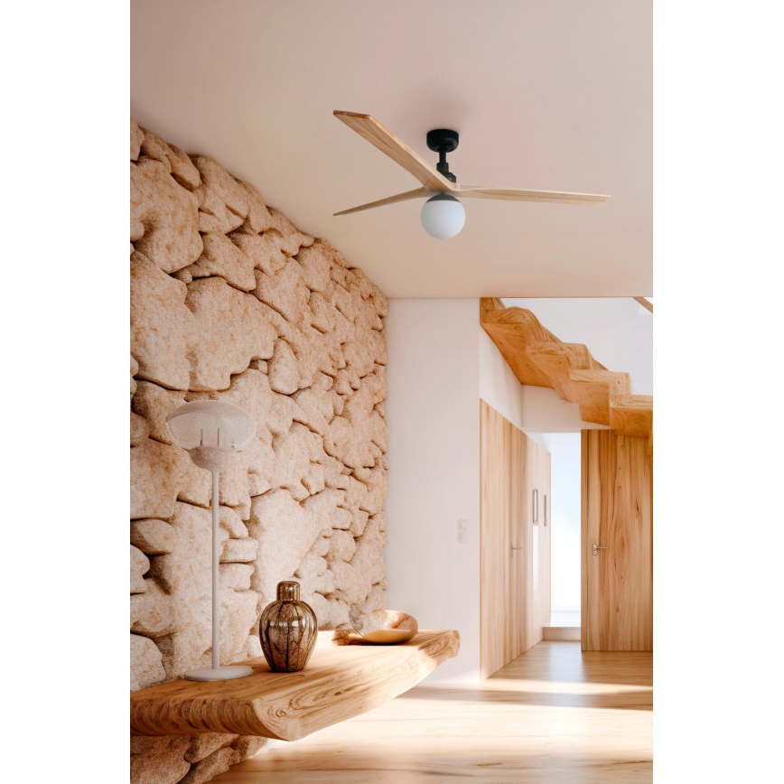 FARO 34283WT-11L - Stropni ventilator KLIM M 1xE27/15W/230V drvo/crna pr. 125 cm Wi-Fi Tuya + daljinski upravljač